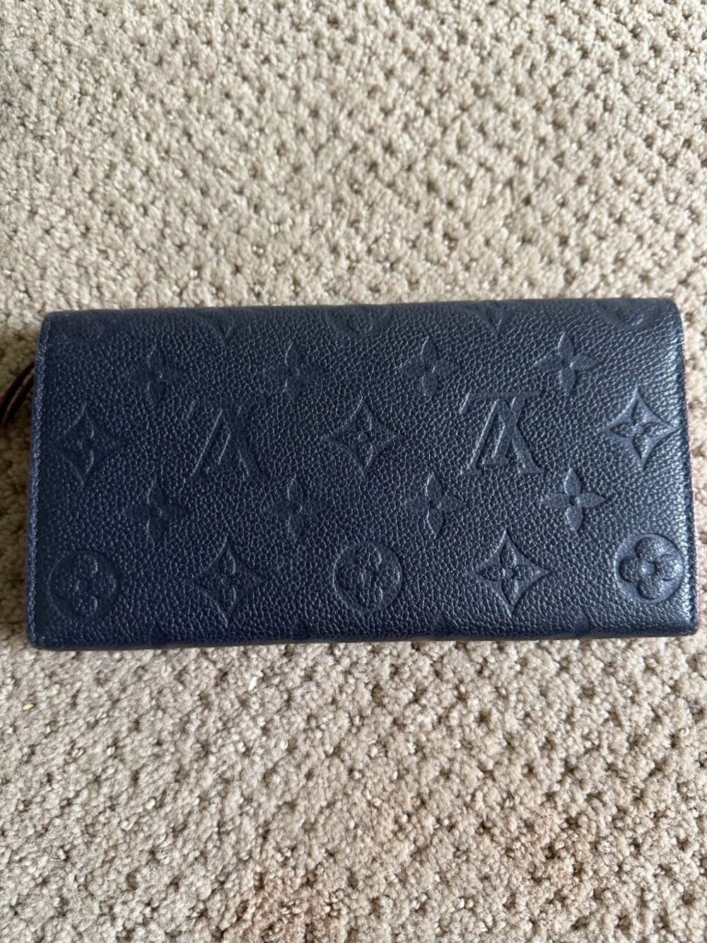 Louis Vuitton Emilie Wallet Navy Empreinte Leather Red on outside edge - Picture 2 of 6